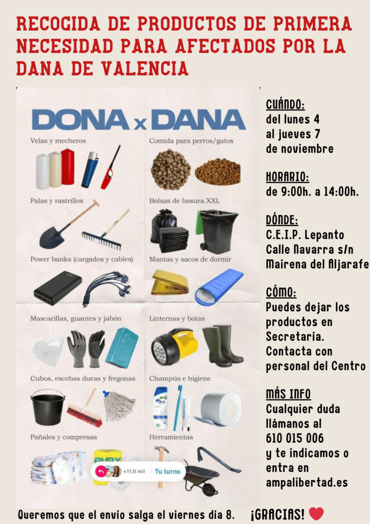 Recogida de productos para la DANA de Valencia